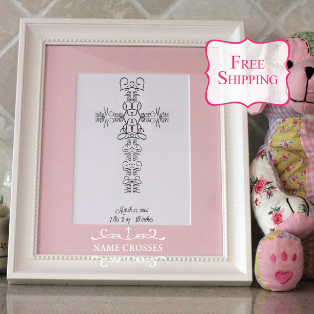 Baby Girl Cross gift by Name Crosses - www.namecrosses.com
