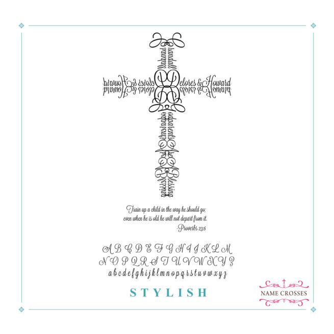 Godparent gift Name Cross - Stylish