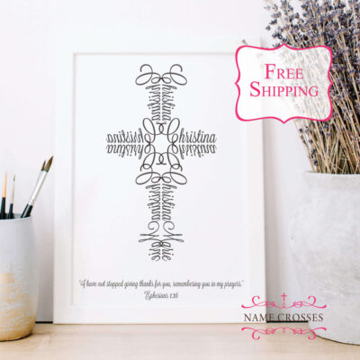 Thank You Gift Idea Personalized Cross in frame