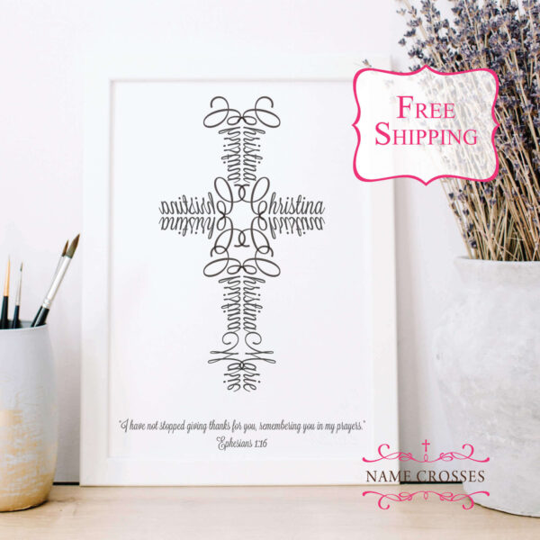 Thank You Gift Idea Personalized Cross in frame