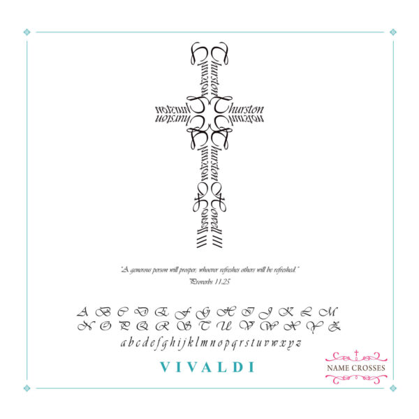 Thank You Gift Cross in Vivaldi font