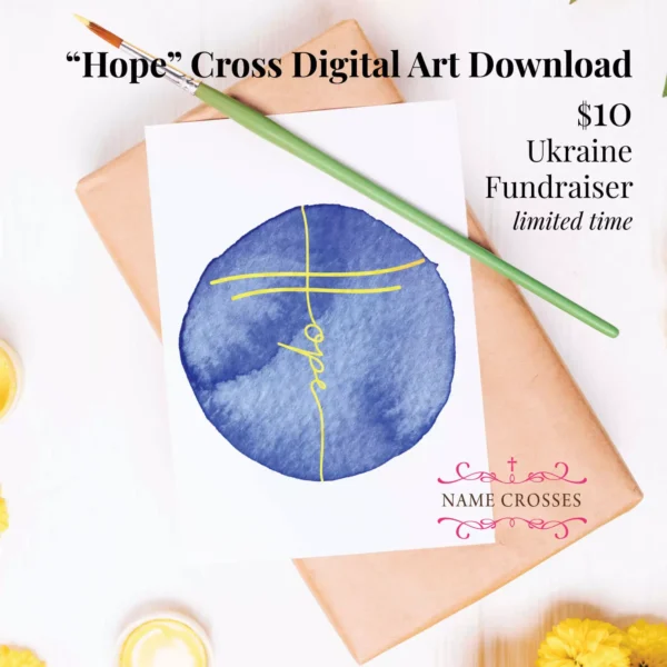 Hope Cross Watercolor Art Ukrainian Refugee Donation