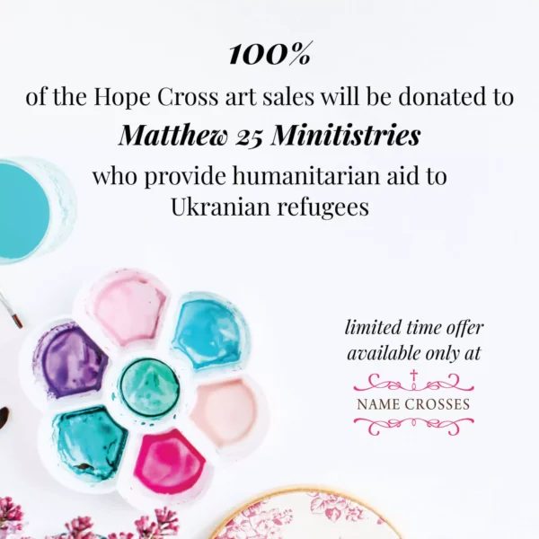 Ukrainian Refugee Fundraiser Hope Cross Watercolor Art